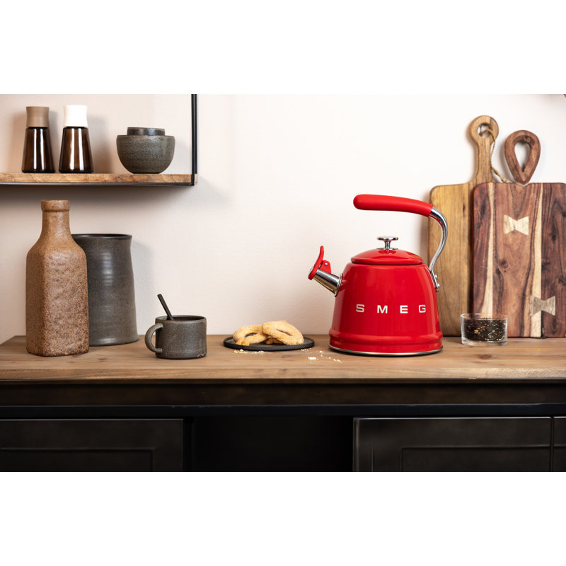 Smeg WKF01 50's Style Retro Whistling Kettle, Red