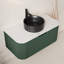 Meuble-lavabo de salle de bain 36 po avec tiroir Dina, lavabo de salle de bain en contreplaqué rayé à bords arrondis avec tiroir, lavabo rond en céramique noir mat et plateau en pierre frittée, pré-assemblé, couleur vert foncé
