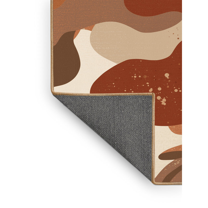 Tapis brun moelleux doux et moelleux à motif abstrait brun clair - Reliure brun clair, 5 x 8