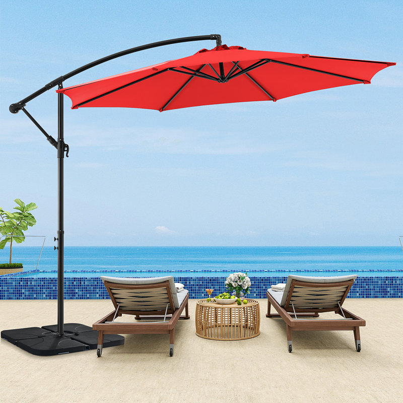 Parasol de patio extérieur en porte-à-faux 10 pi 10 pi, Rouge