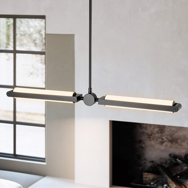 Zuno 1 - Light Minimalist LED Kitchen Island Linear Pendant, Matte Black