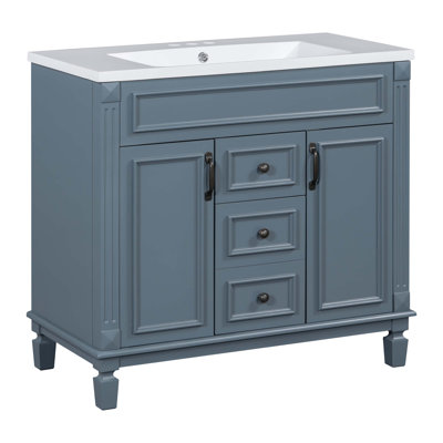 Meuble-lavabo moderne 36 po avec lavabo supérieur