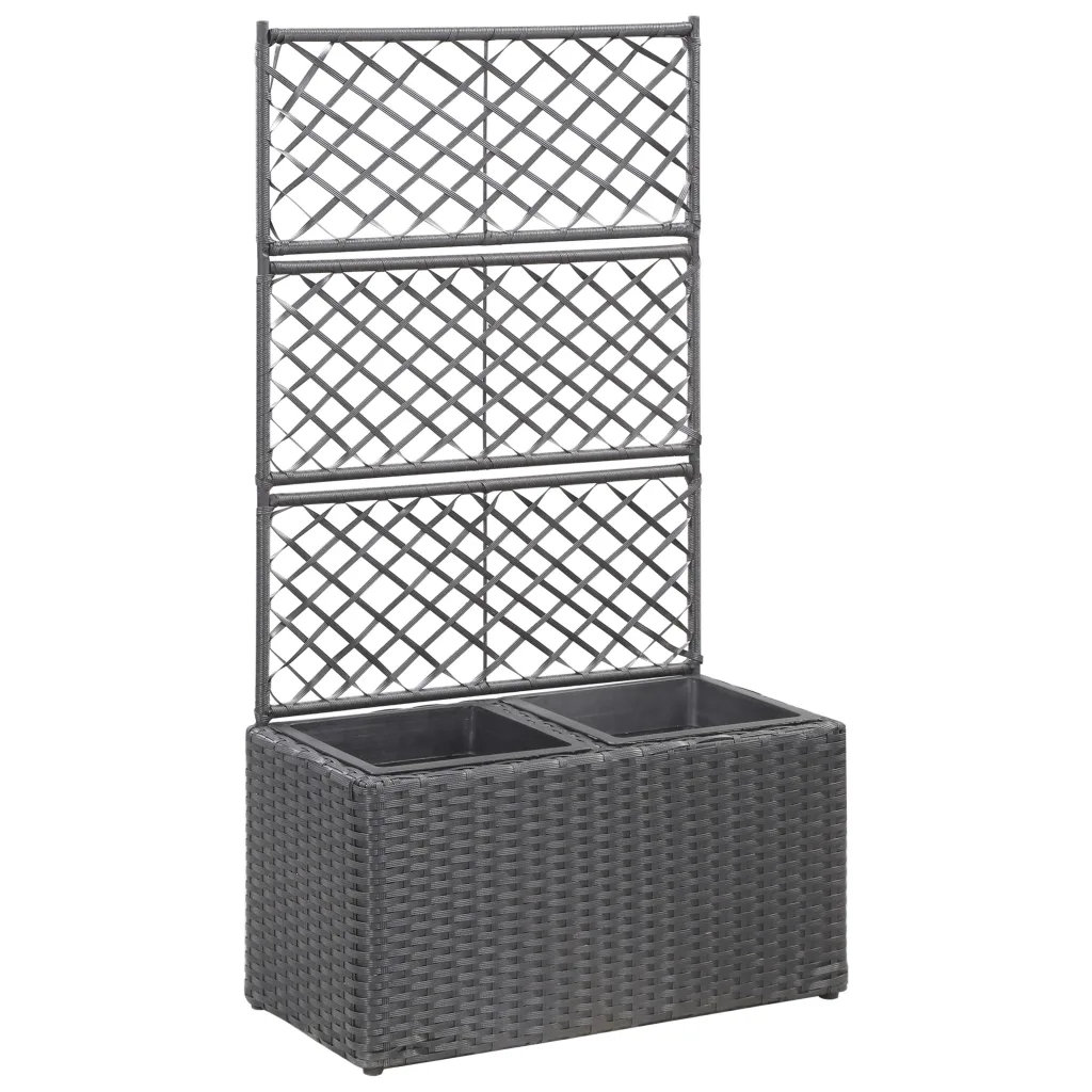 Blumentopf Newsome aus Rattan mit Spalier