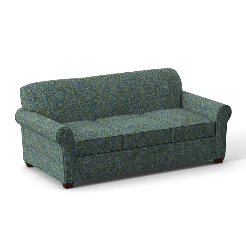 Finn 83" Rolled Arm Sofa Bed with Reversible Cushions, Empire Mahogany, Connelly Peacock, Innerspring