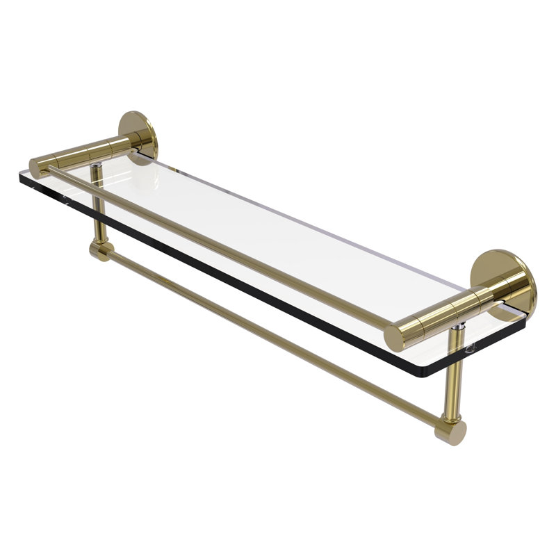 Ballenas Bracket Shelf with Towel Bar, Unlacquered Brass, 5'' H X 22'' W X 5.5'' D