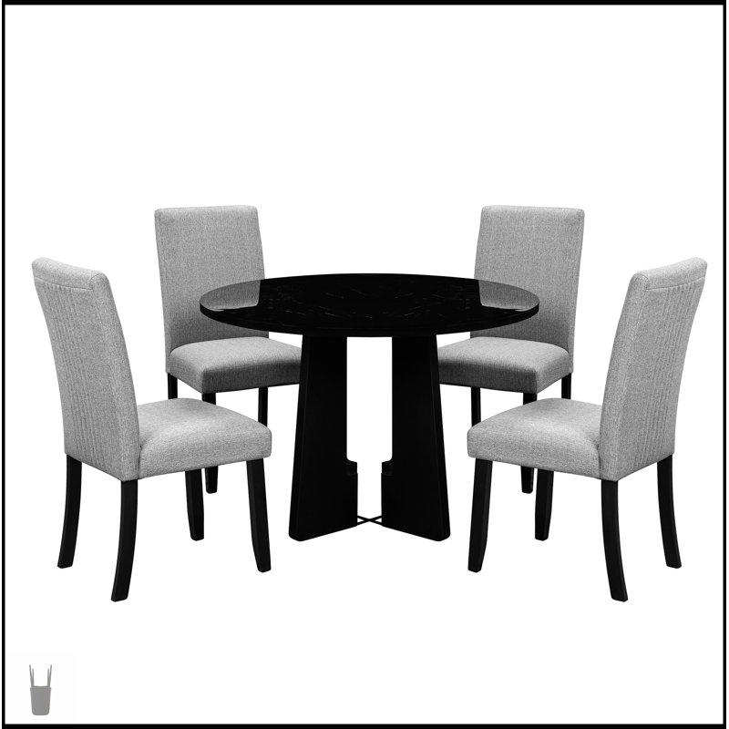 Ensemble de table de salle à manger 5 pièces, table moderne de 43 pouces avec 4 chaises rembourrées pour des repas confortables et élégants
