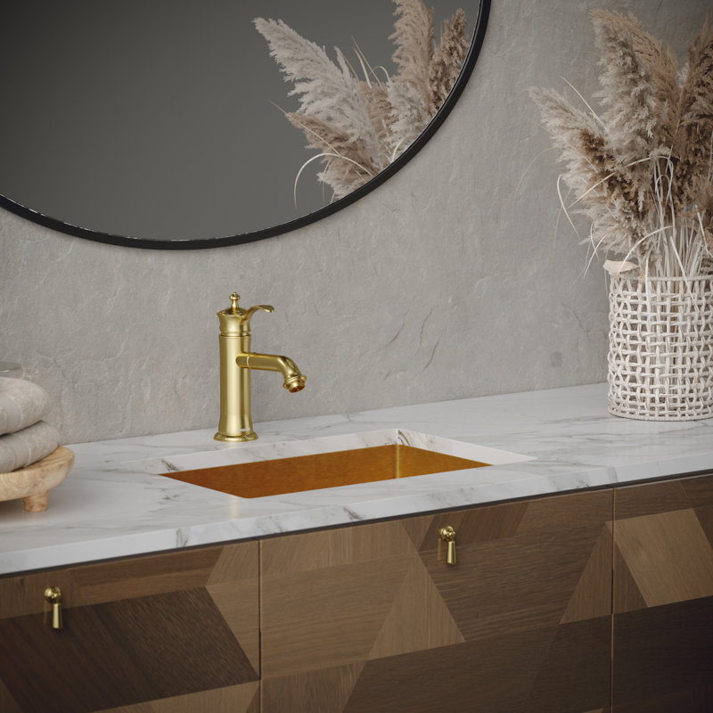 Karran Cinox 15'' Stainless Steel Rectangular Bathroom Sink, Gold