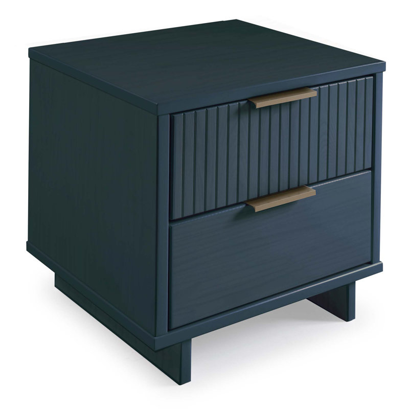 Table de chevet 2 tiroirs Granville, Bleu minuit