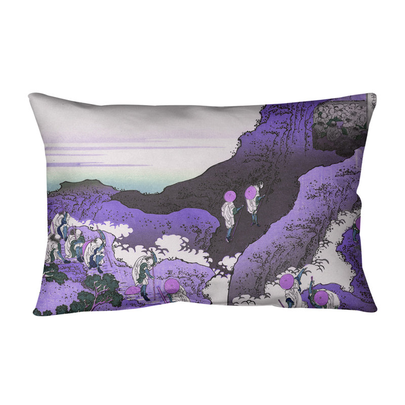 Coussin lombaire katsushika hokusai, escalade on mt. fuji, Mauve