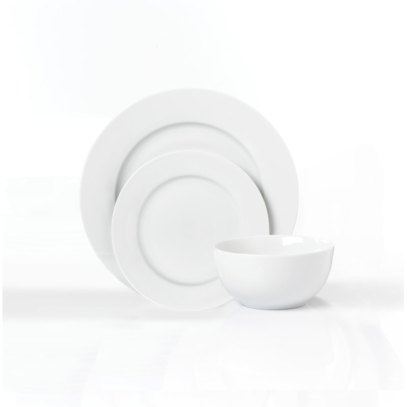 Waterside 18pc White Rim Porcelain Dinner Set