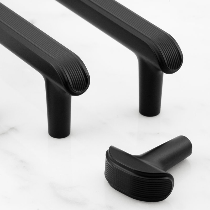 Poignée fantaisie embossée 3 po, Noir satiné, 3"