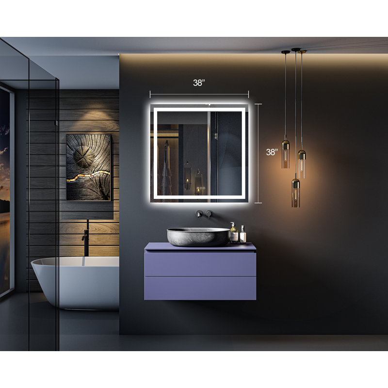 Wayfair Basics® UL Certified Front & Back LED Anti-Fog Tempered Glass Bathroom/Vanity Mirror with 3-Year Warranty, 38" x 38"