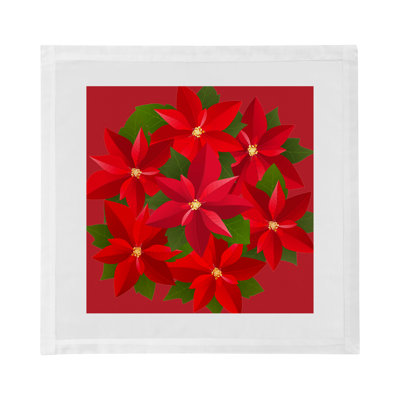 Christmas Poinsettia Cotton Sateen Dinner Napkins