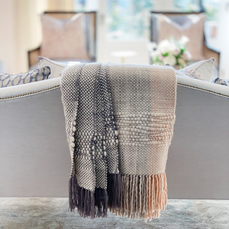Ushuaia Hand Woven Throw Blanket, Coral