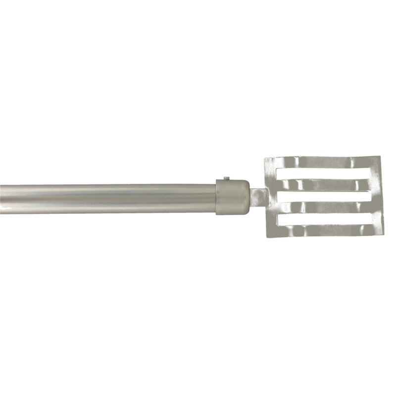 Wave Steel Adjustable Single Curtain Rod, Silver