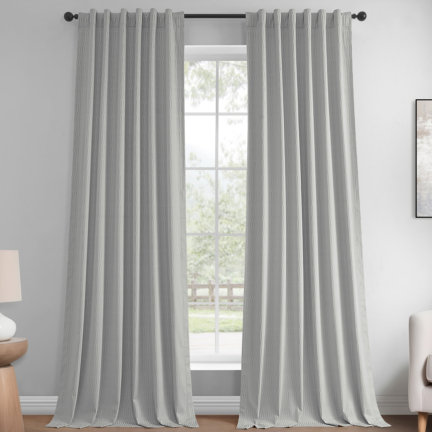 Akieba Velvet Room Darkening Curtains, Silver, 50" W x 108" L