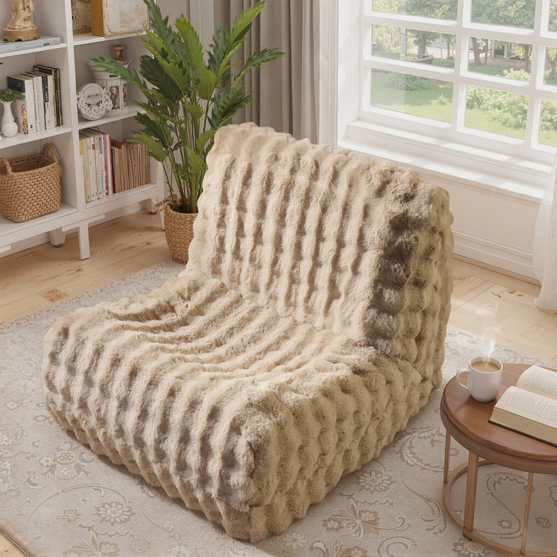 Barry Bean Bag Chairs For Adults,Compression Lounge Chair with Memory Foam,Faux Fur Lazy Sofa For Living Room,Bedroom,Dorm,Fireside