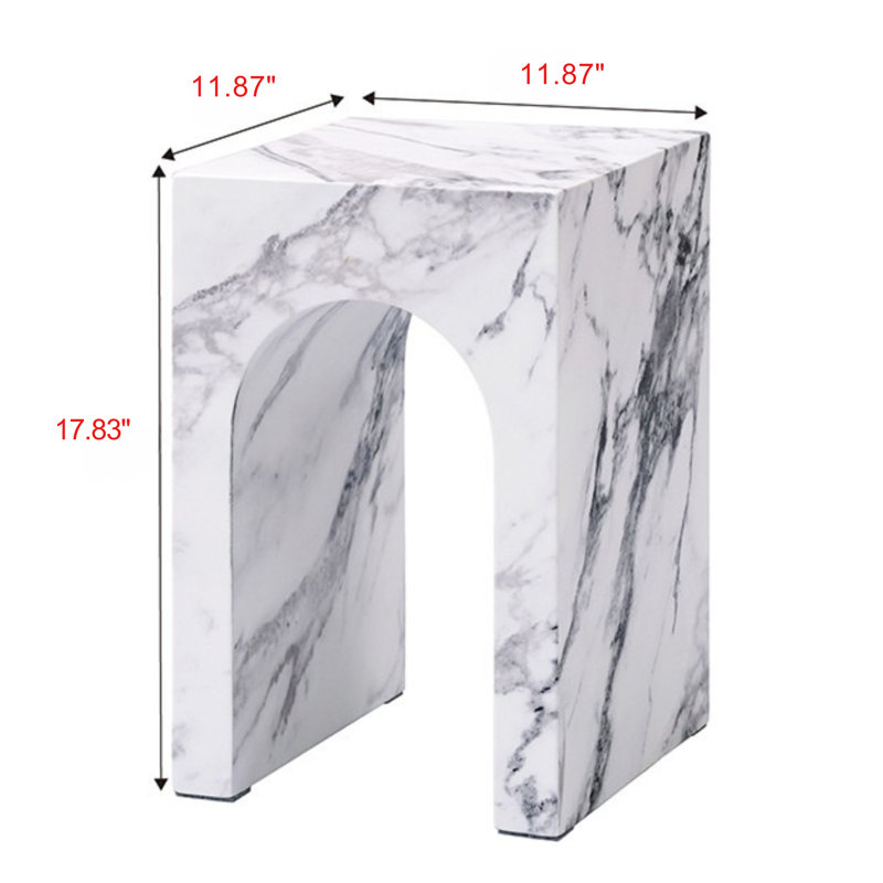 Table de bout élégante en pierre d'ingénierie Ulwen - Conception carrée avec deux tiroirs, finition jaune et imperméable pour la maison
