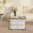 High-gloss Marble Nestable Coffee Table With Glass Tabletop, Gold Decoration, And Side Table With Drawer