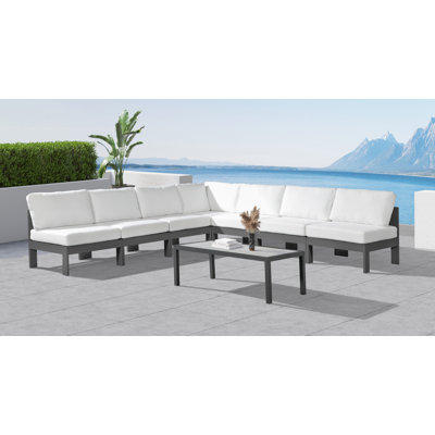 Erdaun 120 " W Patio Sectional with Cushions