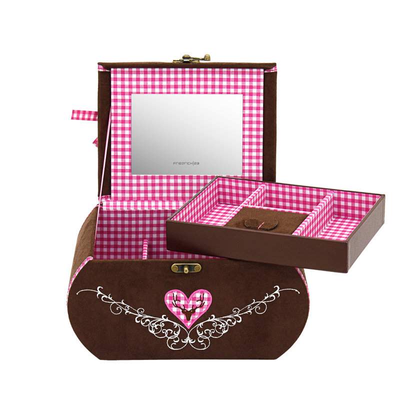 Bavaria Jewellery Box + Mirror, Brown/Red