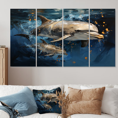 Dancing Dolphines - Dolphin 4 Piece Wall Art Decor Set