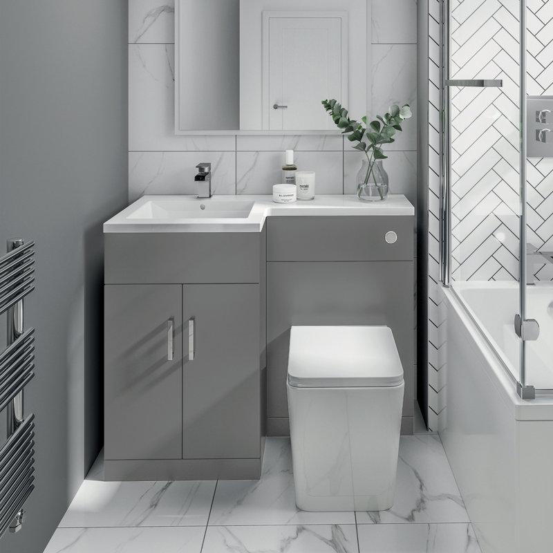 L Shape 105mm Combined Vanity Unit, Light Grey