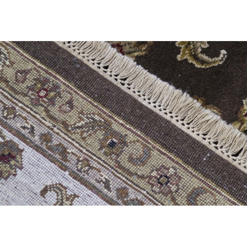 Tapis brun et ivoire de haute qualité noué à la main