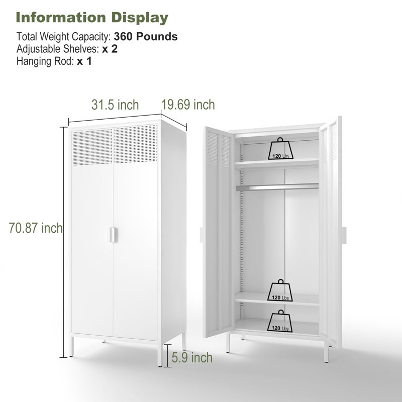 Andelin  71" Steel Wardrobe