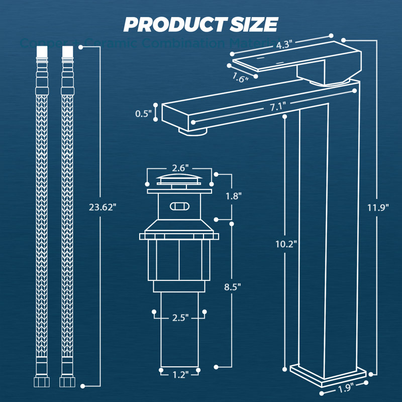 Bathroom Faucet with Drain Assembly, Matte Black