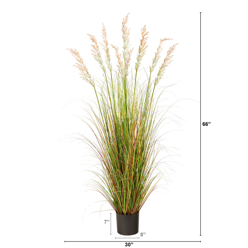 Faux Grass in Planter, 66" H x 30" W x 30" D, Yellow