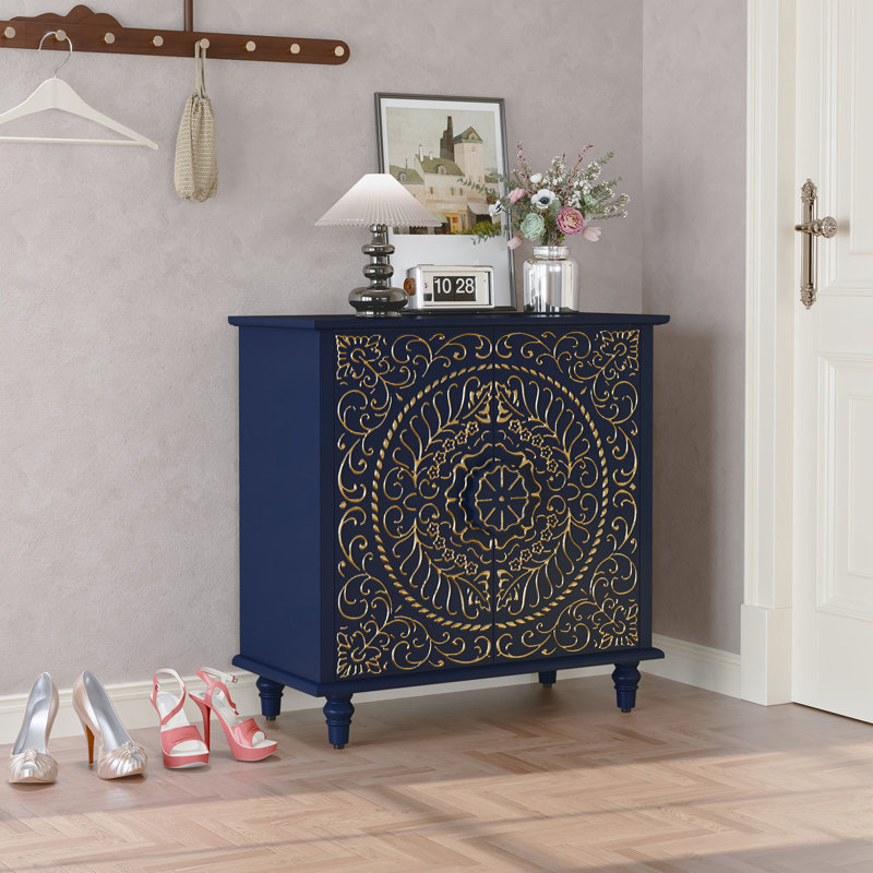 Jozhiel 31.7" Wide Decorative Accent Storage Cabinet with 2 Doors, Blue