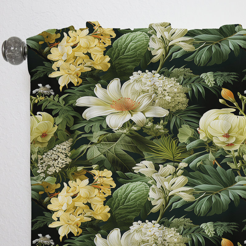 Rideau en velours tropical Boho Botanical Oasis Palm II - obscurcissant - 1 panneau, L 52 po x L 84 po