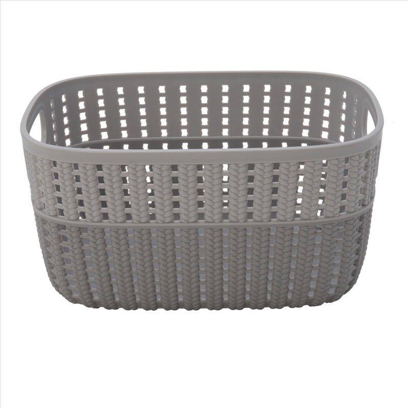 Simplify 2 Pack Grey Rectangular Plastic Storage Baskets