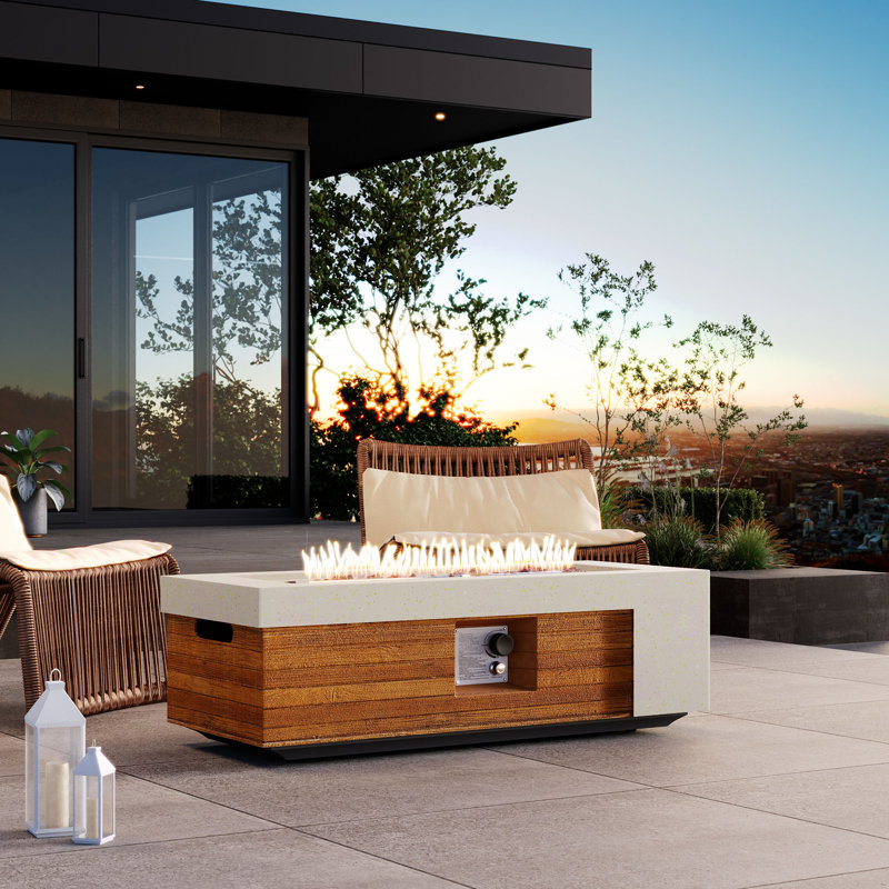 42 "Rectangle Concrete Propane Fire Pit Table
