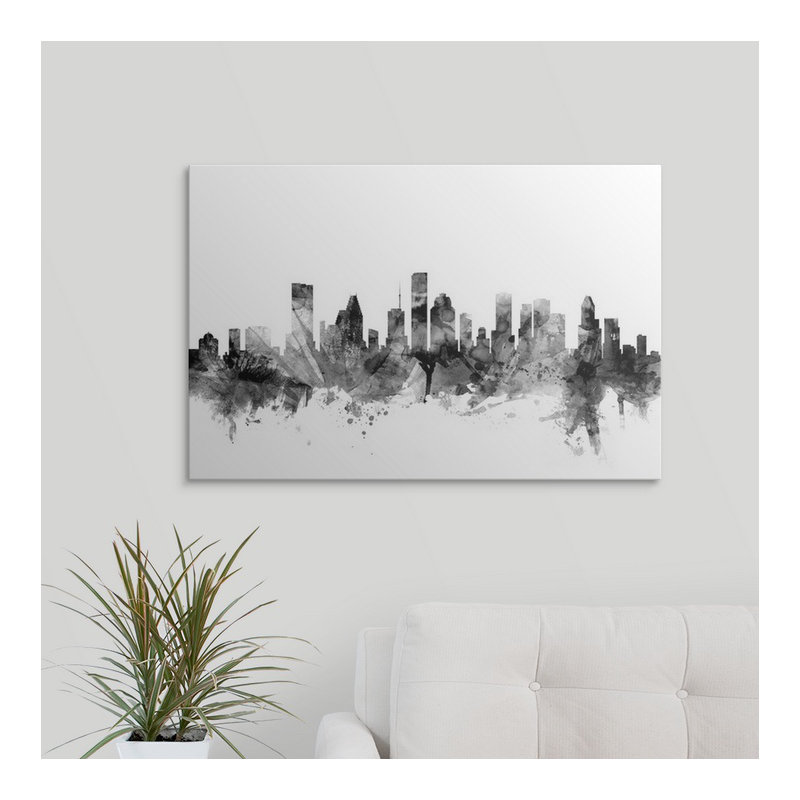 «Houston Texas Skyline» par Francy, impression, H 32 po x l 48 po x P 1,5 po, Toile