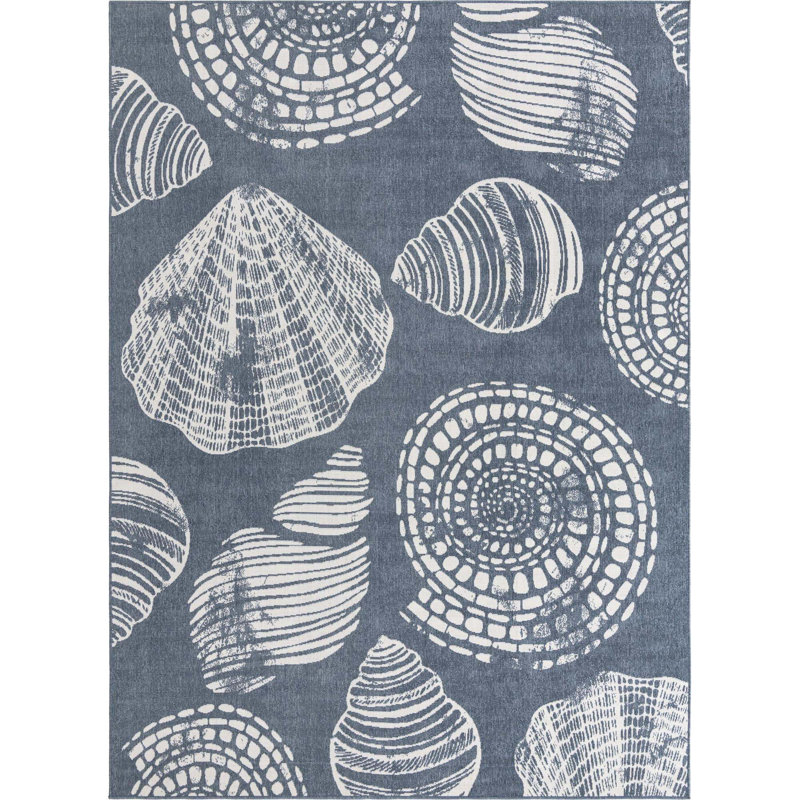 Tapis bleu marine intérieur / extérieur Amaro, Rectangle 9 pi x 12 pi