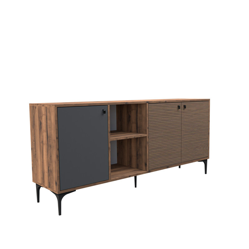 Mezza 80cm Console Table, Walnut/Anthracite