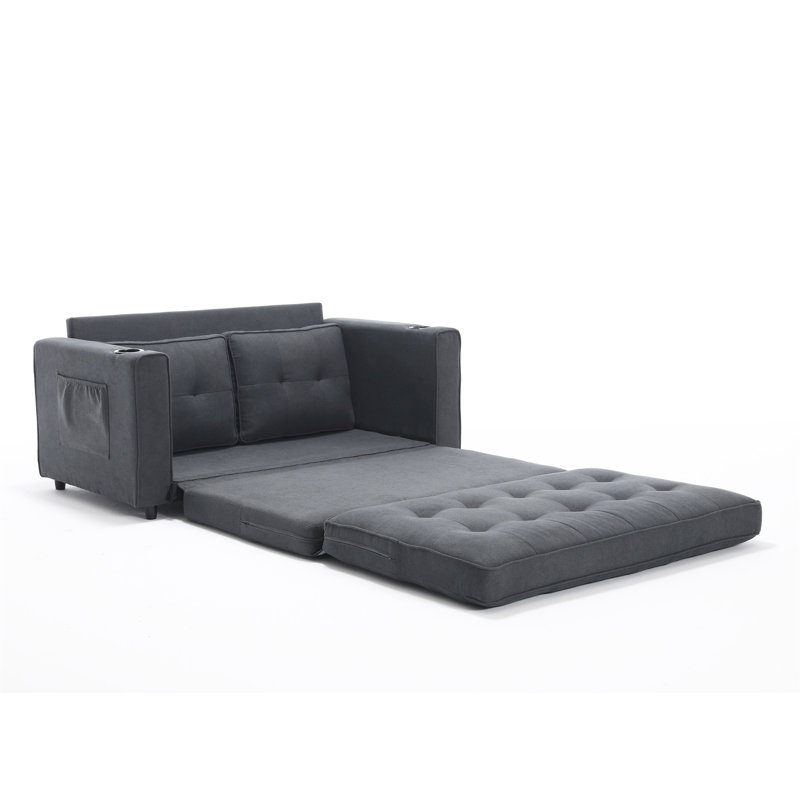 Canapé-lit convertible 3-en-1 avec futon, Gris foncé