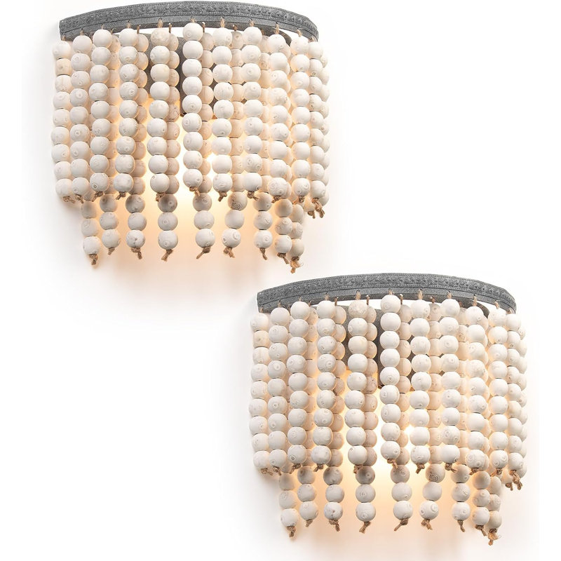 Boho Wall Sconces Set of Two, Gorgeous Bedroom Wall Sconces Decor, Vintage Wood Wall Sconces Set of 2 for Farmhouse, Bedroom, Livingroom