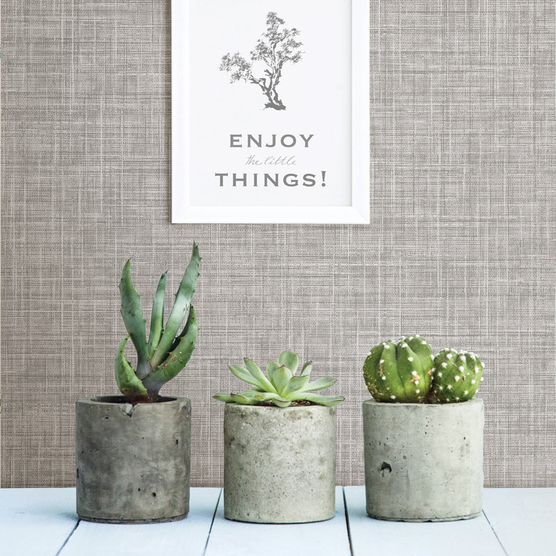 Rouleau de papier peint L 33 pi x l 20,5 po Barkley Linen, Gris