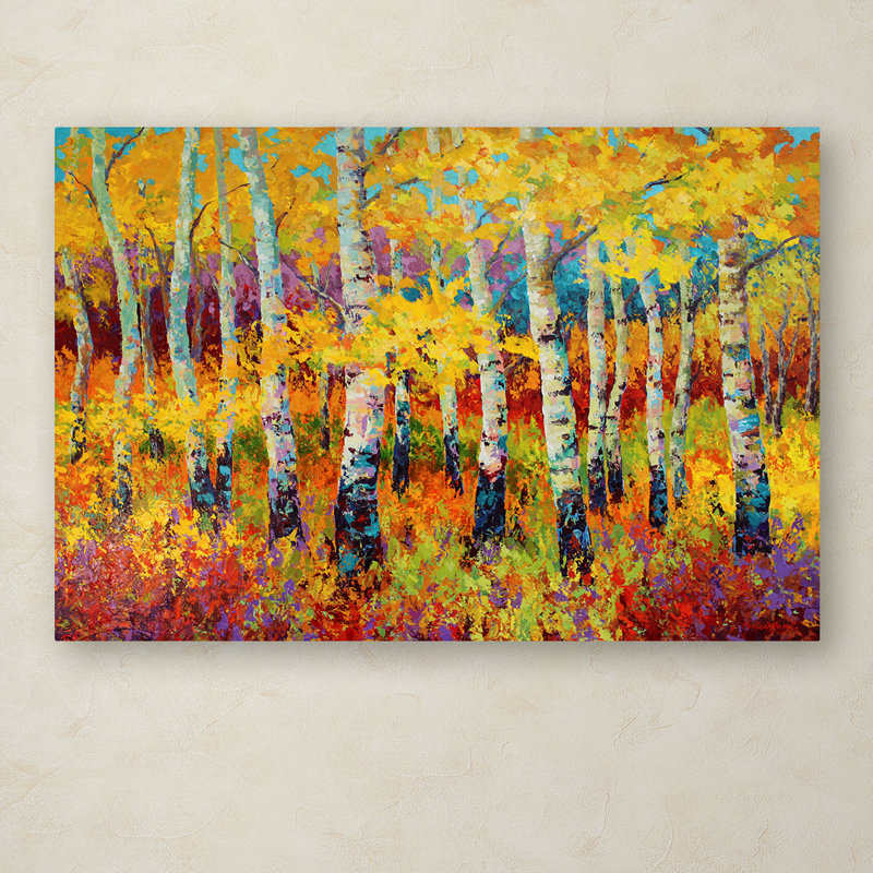 Autumn Birch Trees Abstract Landscape Canvas Art