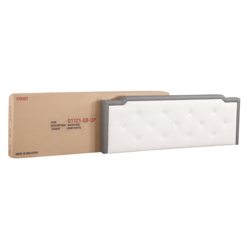 Upholstered Panel Bed, Queen, Gray/White