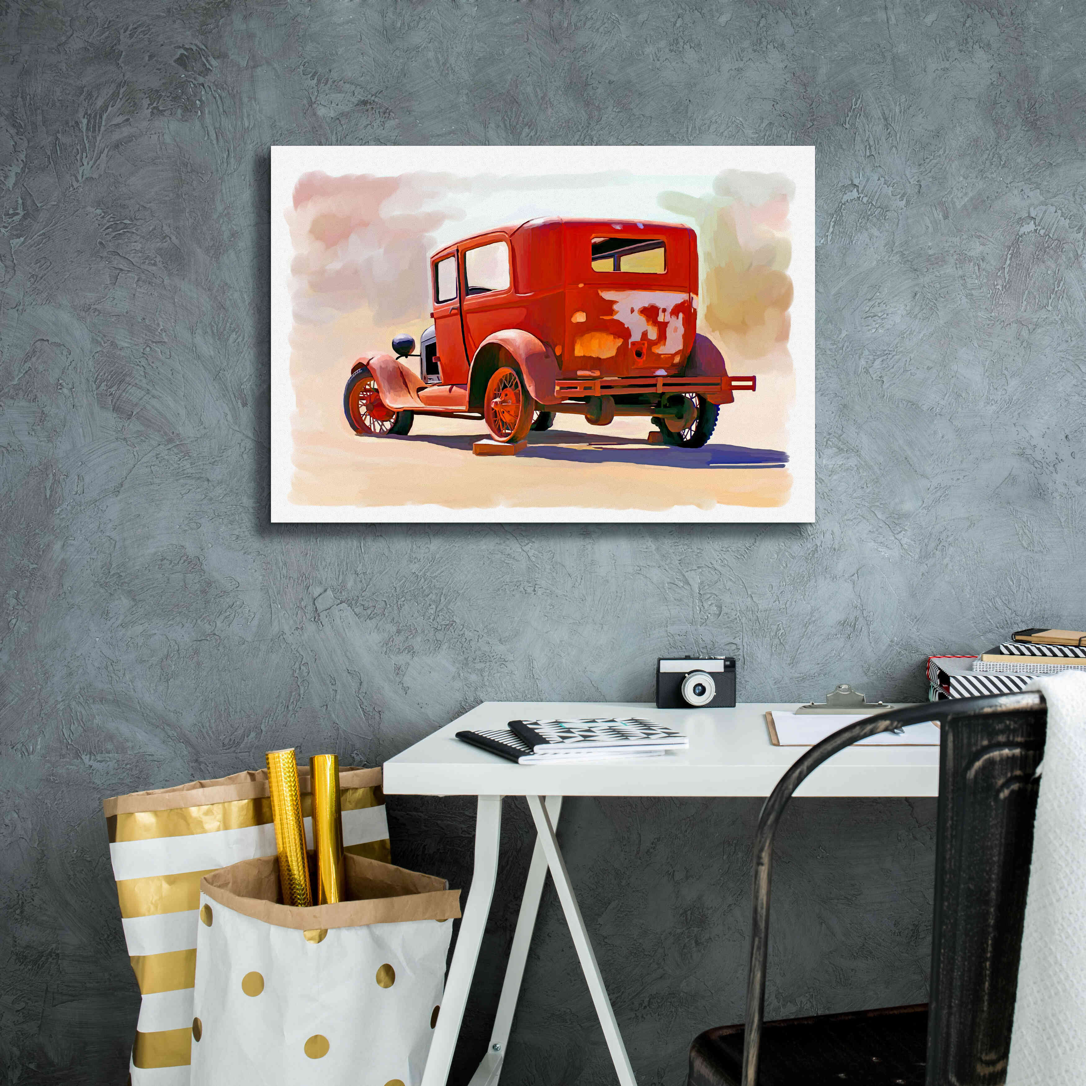 Red Barrel Studio® Old Car On Canvas by Ata Alishahi Print | Wayfair