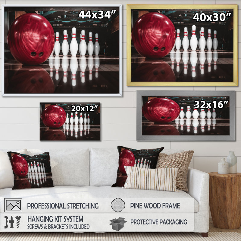 Red Strike Bowling - Sports, reproduction d'art sur toile, Toile tendue, H 34 po x l 44 po x P 1,5 po