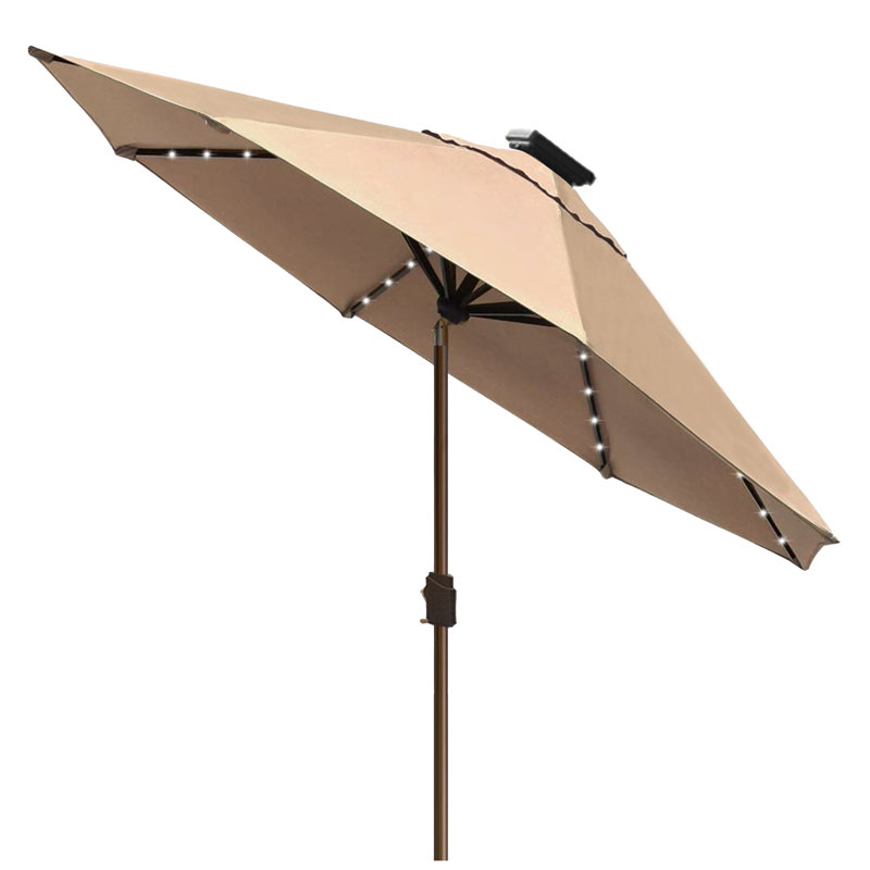 Parasol de marché Ayzah 9 pi avec 80 lumières DEL, Beige foncé