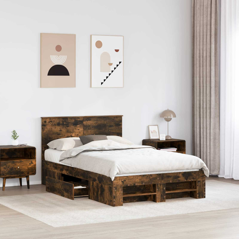 Bed, Small Double (4'), Smoked Oak