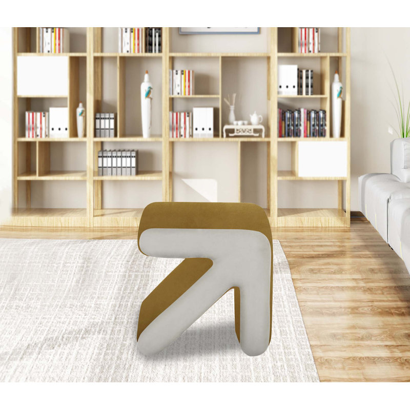 Repose-pieds rembourré Auryana, Gold/Beige Velvet