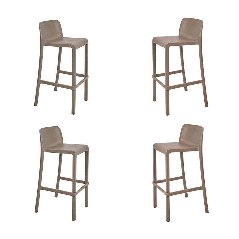 Plain - Tabouret de bar d'extérieur de 30 po de qualité commerciale - ensemble de 4, empilable, polypropylène résistant aux intempéries, sans assemblage