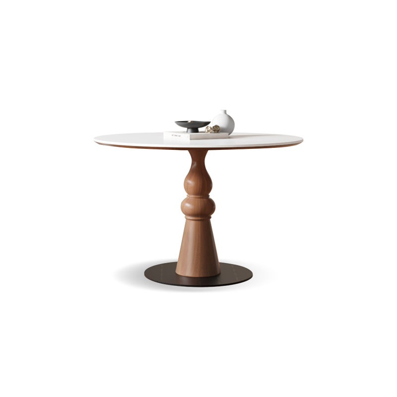 Table de salle à manger en noyer, Noyer, H 29,53 po x L 39,37 po x l 39,37 po, Blanc